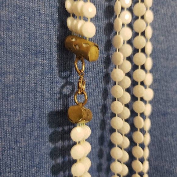 Long Multi-Strand Flat Plastic Bead Necklace - Picture 3 of 3